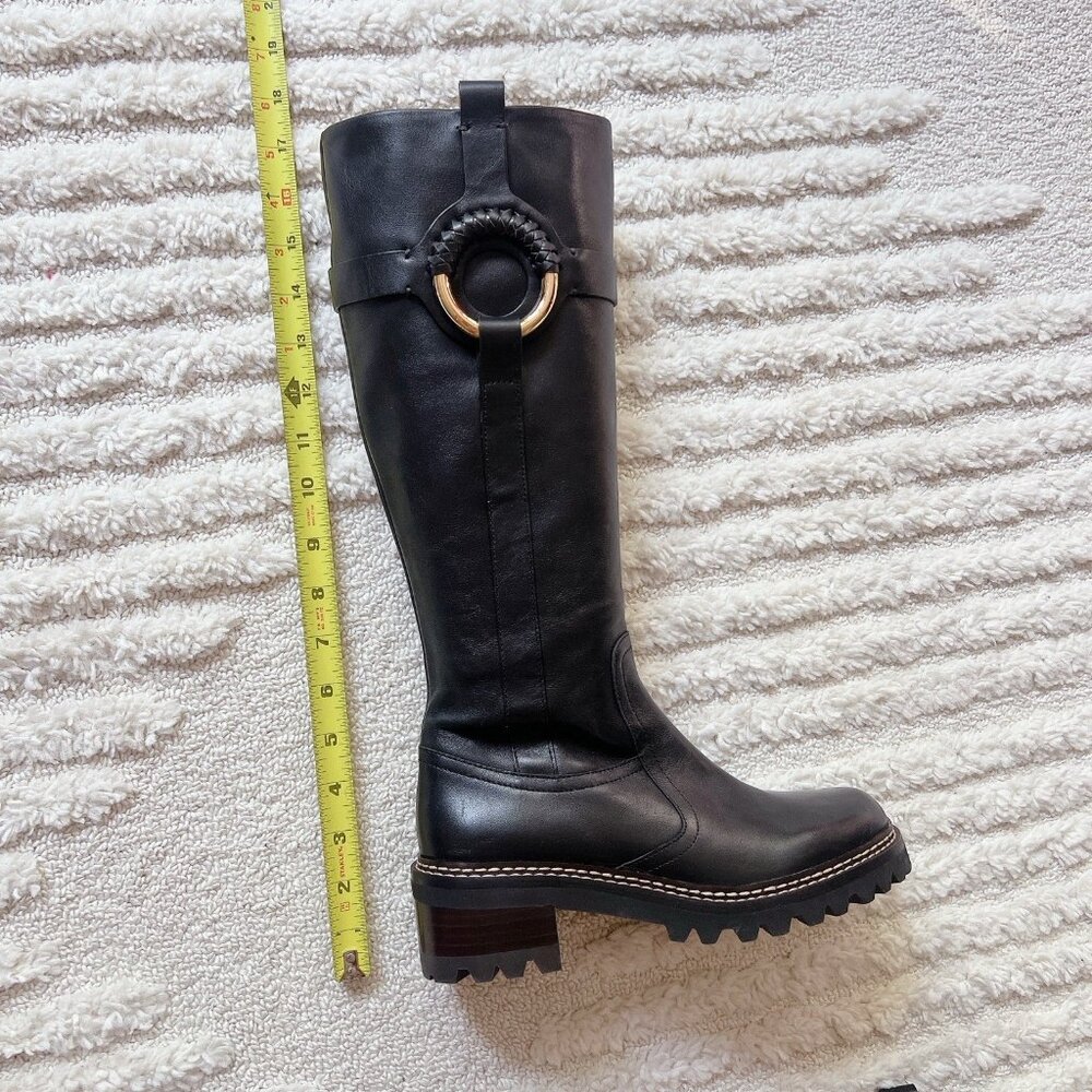 See By Chloe Hana Harness Lug Sole Platform Side Zip Knee High Boots Black EU 37 - Picture 11 of 11